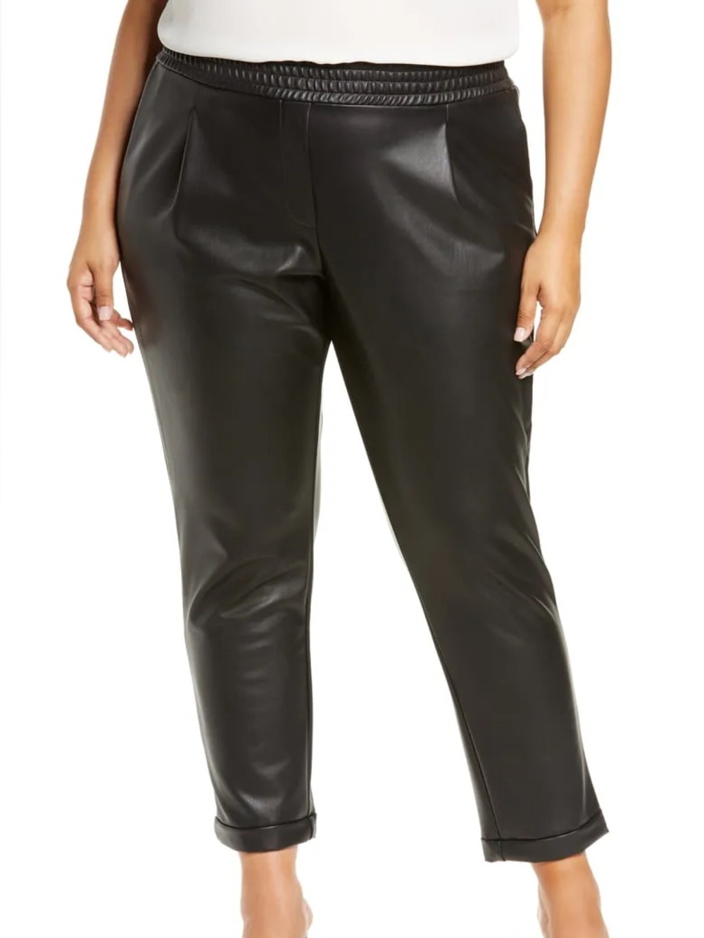 Halogen x Atlantic Pacific Faux Leather Trousers Black